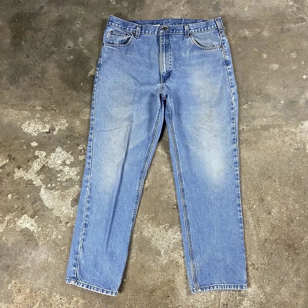 Vintage Carhartt Jeans Size 40x32 Blue Denim Light Wash Traditional Fit Workwear